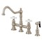 Kingston Brass KS3278PXBS Restoration 8" Bridge Kitchen Faucet W/Sprayer, Brushed Nkl KS3278PXBS - alternate 1